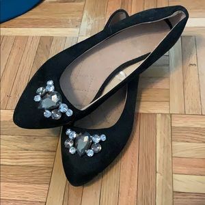 Flats black w gemstones